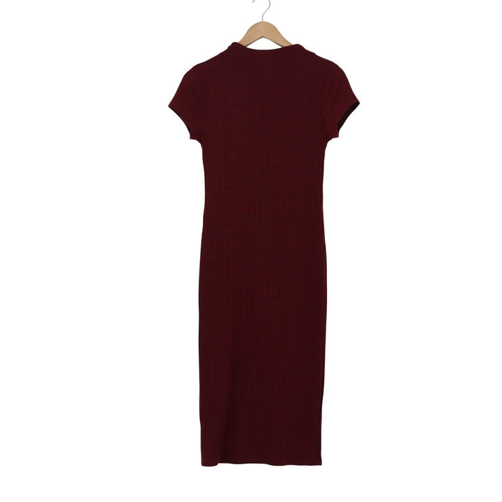 Charlotte Russe Burgundy Ribbed Mock Neck Midi Dress Size M