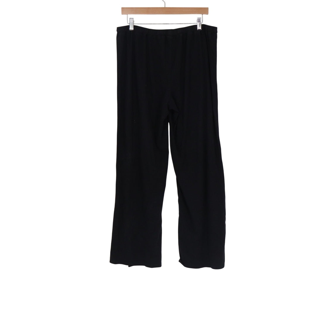 Karen Neuburger Black Wide Leg Lounge Pants Elastic Drawstring Waist Sleepwear