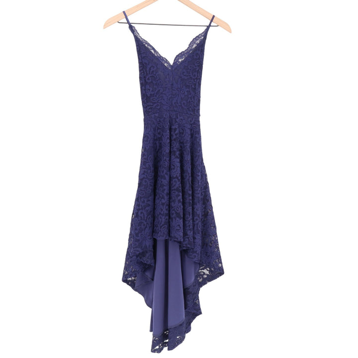 Windsor Navy Blue Lace High-Low V-Neck Formal Dress Small