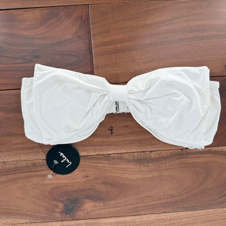 Lulus White Bow Bandeau Bikini Top Strapless Swimwear Size S