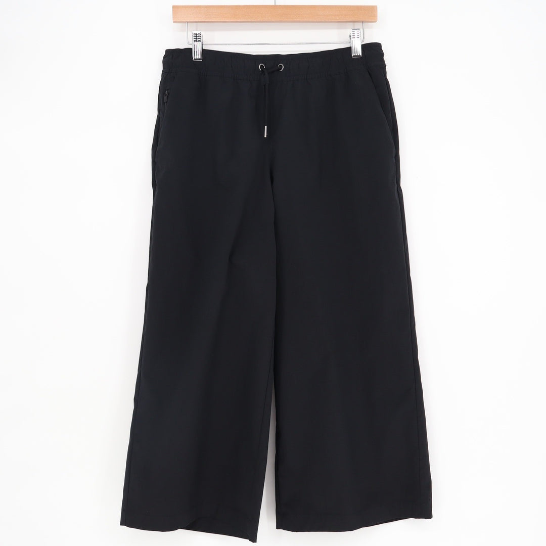 Athleta Black Wide Leg Crop Drawstring Waist Travel Pants Womens Size SP
