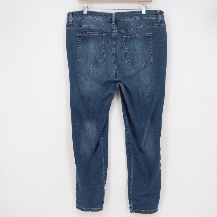 N62 Womens Signature Fit Skinny Jeans Blue Velvet Side Stripe Size 18 Plus