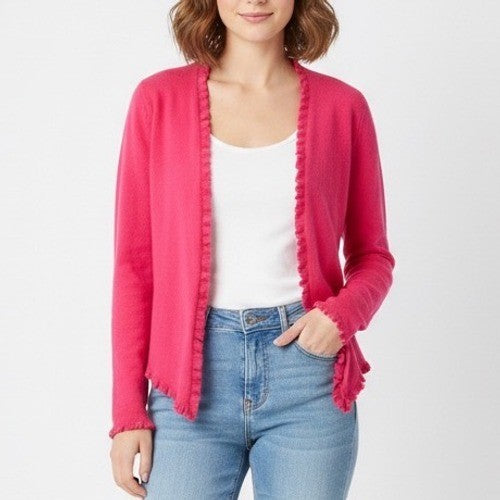 Garnet Hill Pink Cashmere Waterfall Cardigan Sweater Size S