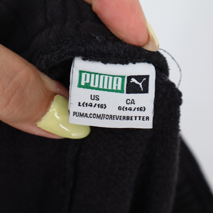 Puma Boys Black Fleece Jogger Sweatpants Size L 14/16 Logo Activewear
