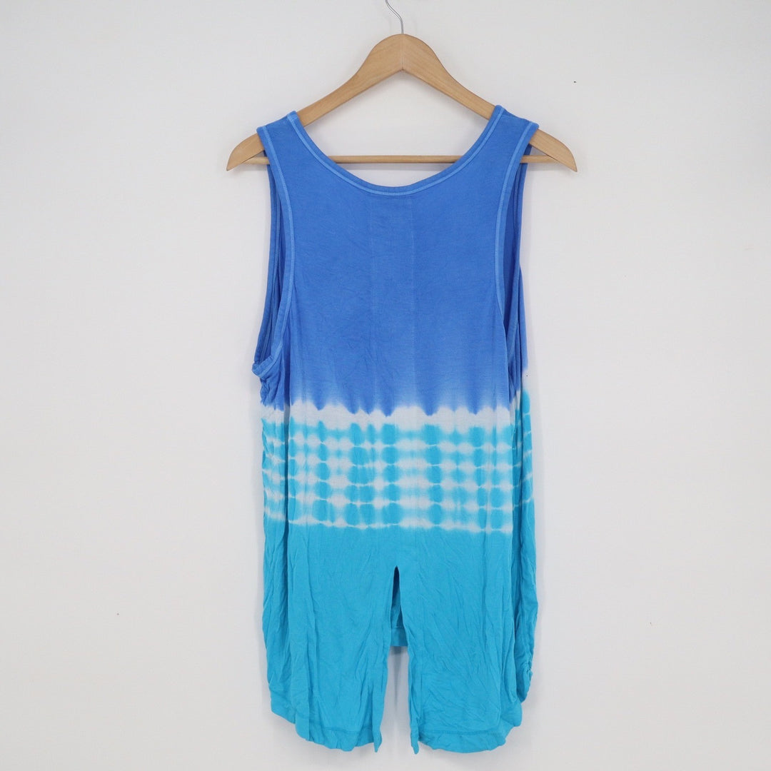 ana A New Approach Blue Tie Dye Ombre Side Knot Tank Top XL Sleeveless Boho