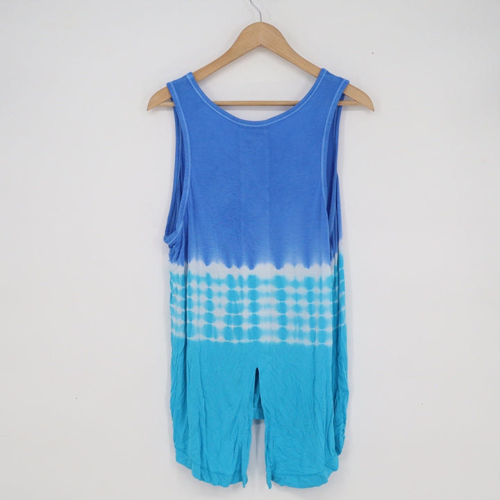 ana A New Approach Blue Tie Dye Ombre Side Knot Tank Top XL Sleeveless Boho
