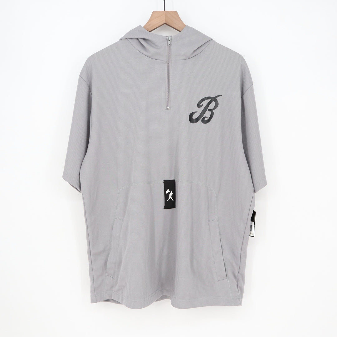 Baseballism Bat Bros BP Tee Mens Large Grey Short Sleeve Quarter Zip Hoodie