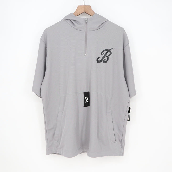 Baseballism Bat Bros BP Tee Mens Large Grey Short Sleeve Quarter Zip Hoodie