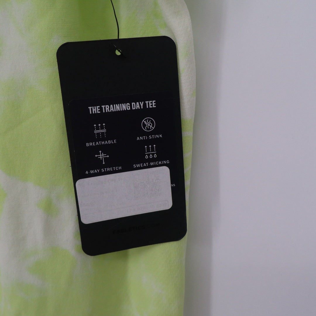 Fabletics Mens Training Day Tee XL Lime Green Tie Dye Performance Shirt NEW