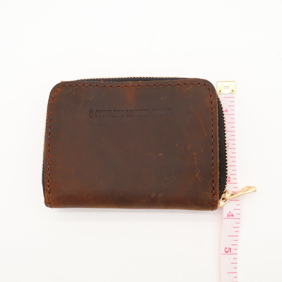Portland Leather Goods Zip Wallet Womens Wallet Dark Brown Leather 4 Card Slots