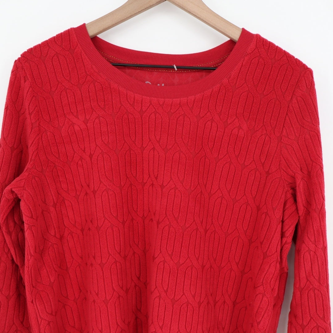 Roudelain 2-PC Pajama Set Womens Medium Red Cable Knit Stretch Ribbed Straight