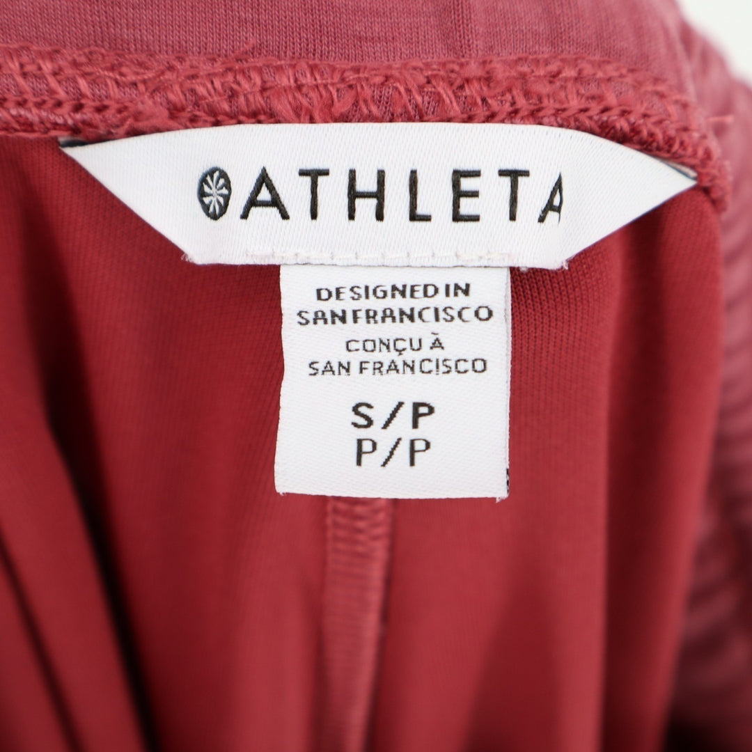 Athleta Crop Sweatpants Womens S Pink Stretch Slash Pockets Drawstring Wide Leg