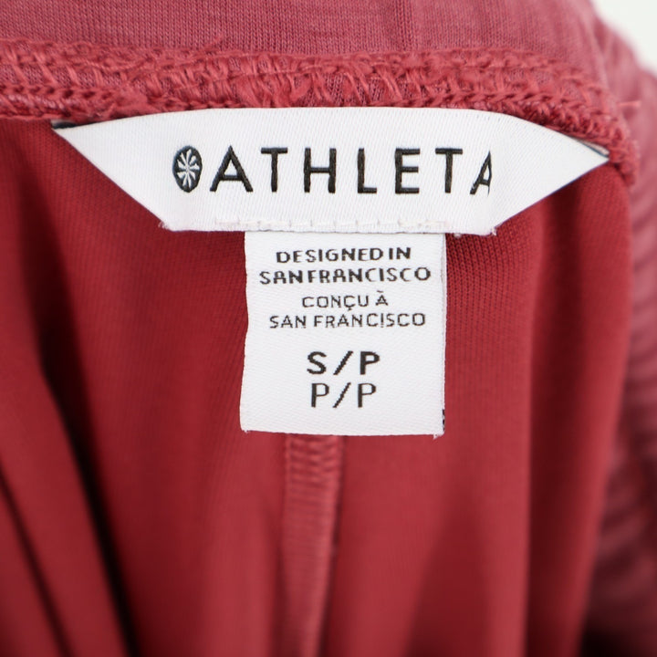 Athleta Crop Sweatpants Womens S Pink Stretch Slash Pockets Drawstring Wide Leg