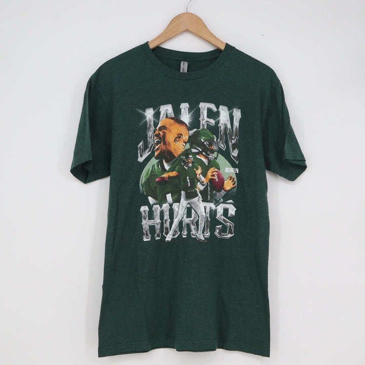 Jalen Hurts Philadelphia Eagles NFLPA Green Graphic Tee Next Level Large