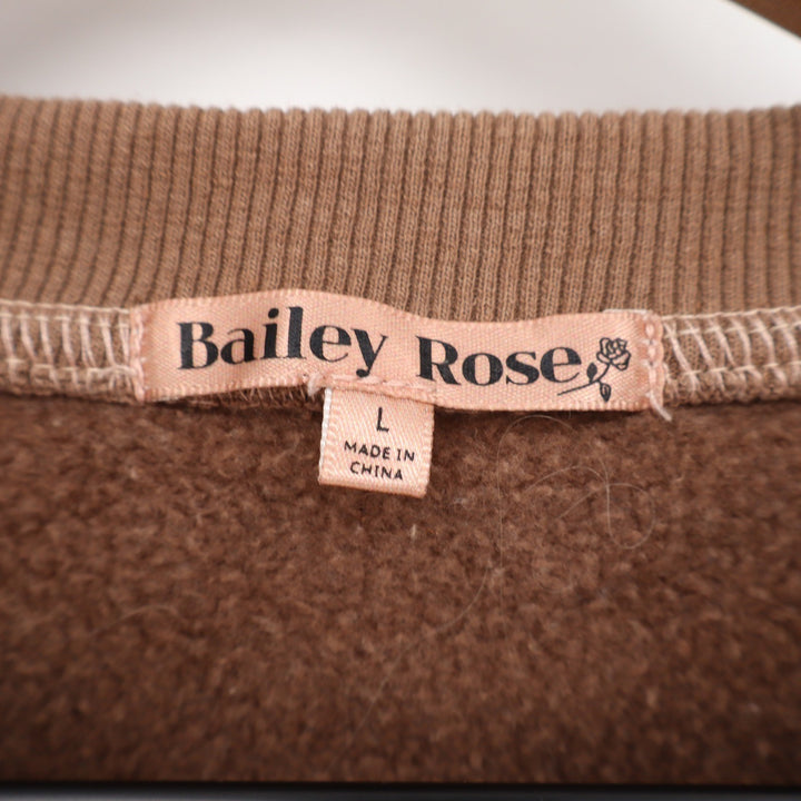 Bailey Rose Brown Tan Colorblock Dont Know Dont Care Graphic Sweatshirt Large
