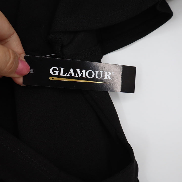 Glamour Dress Women's 10 Sheath Black Faux Wrap Flutter Sleeve New