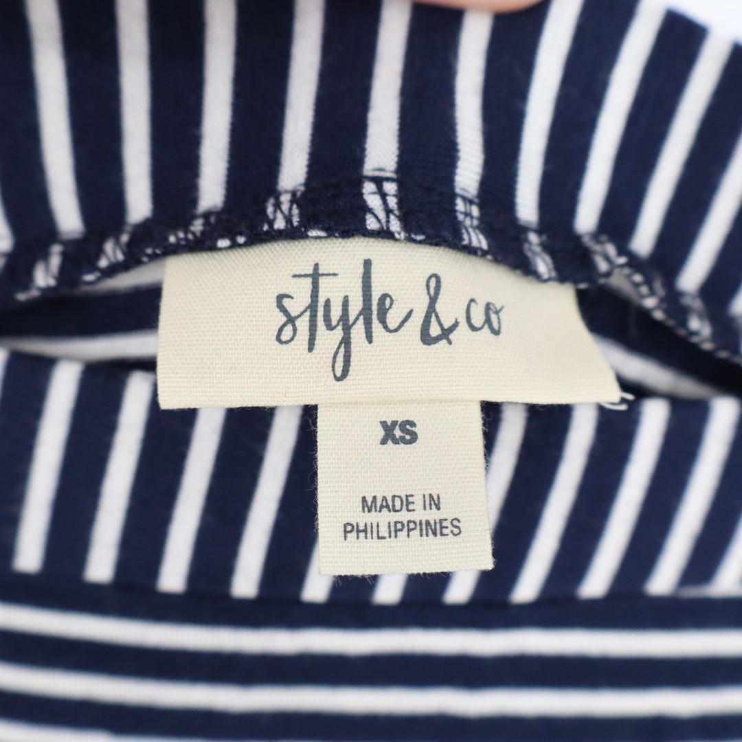 Style & Co Womens Navy White Spliced Stripe Maxi Skirt XS