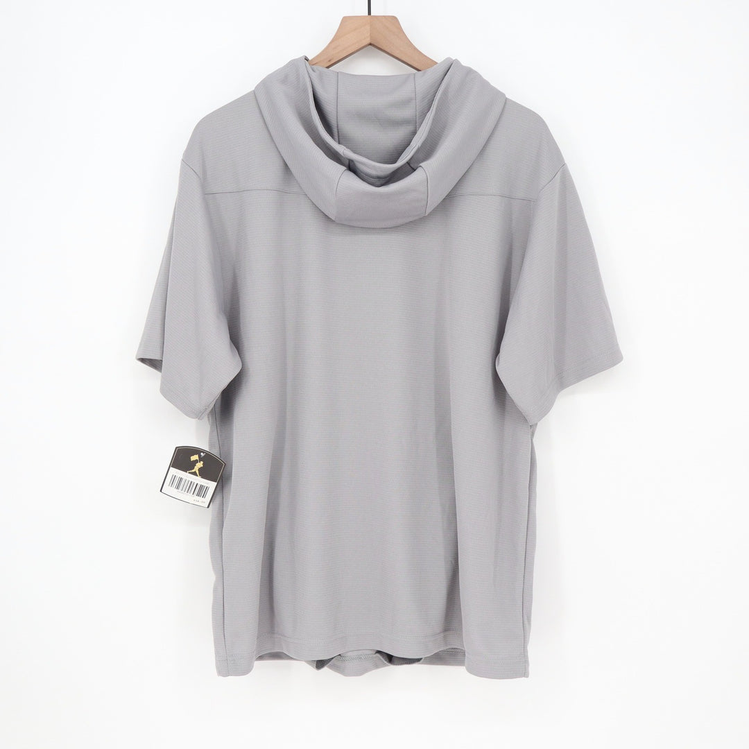 Baseballism Mens Bat Bros BP Tee Grey Short Sleeve 1/4 Zip Hoodie Large