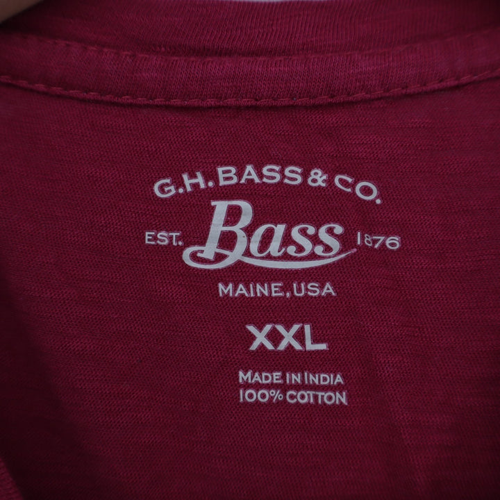 G.H. Bass & Co. T Shirt Mens 2XL Red White Horizontal Striped Cotton Casual