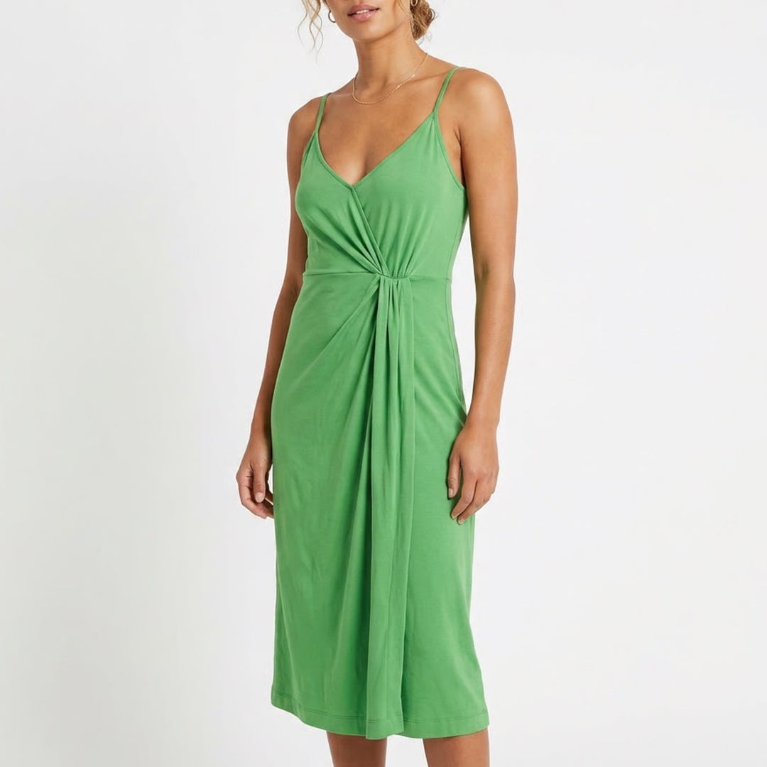 Boden Green Twist Front Midi Dress Adjustable Straps US 12R