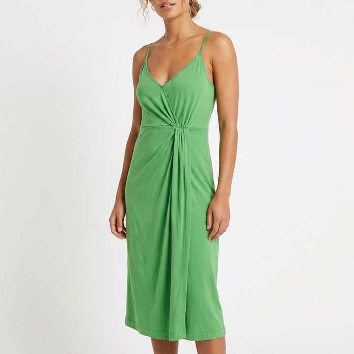 Boden Green Twist Front Midi Dress Adjustable Straps US 12R