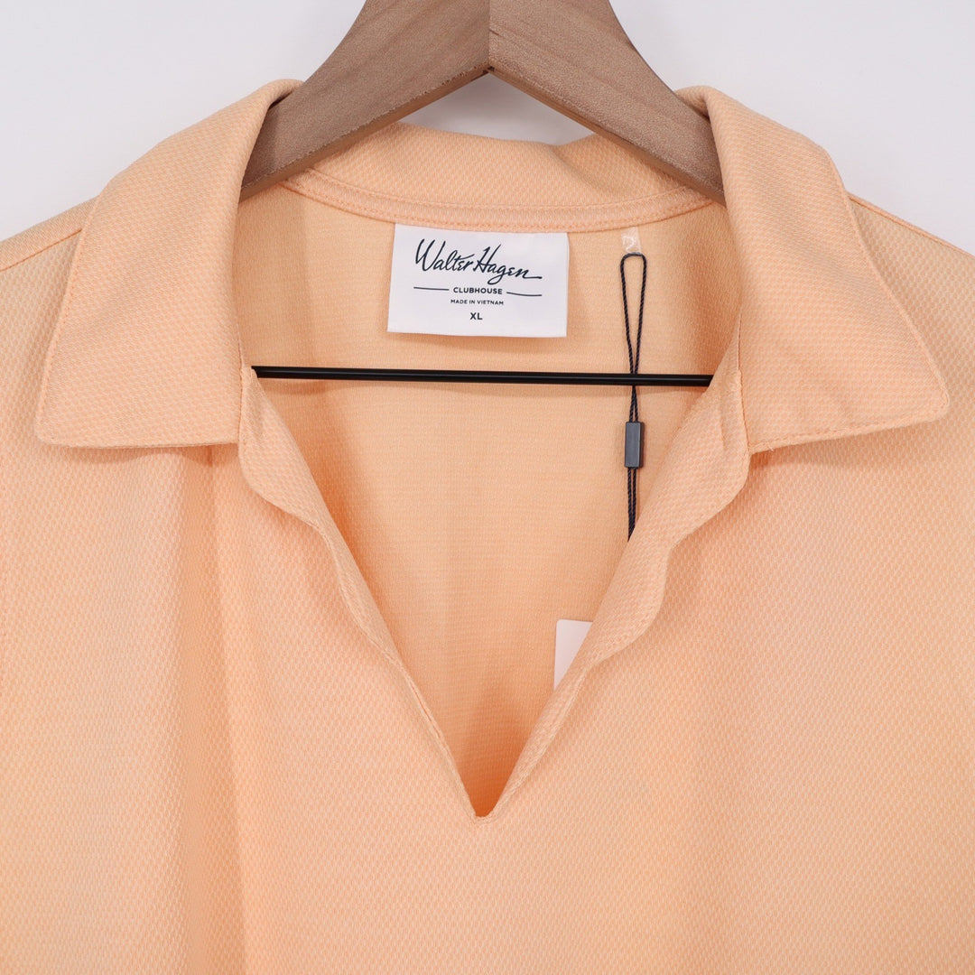 Walter Hagen Clubhouse Scallop Sleeveless Polo Peach Fuzz XL
