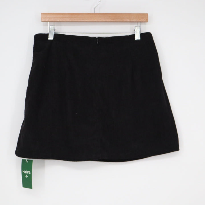 Halara Black Ribbed Corduroy Athletic Skort Mini Skirt Built-in Shorts Large