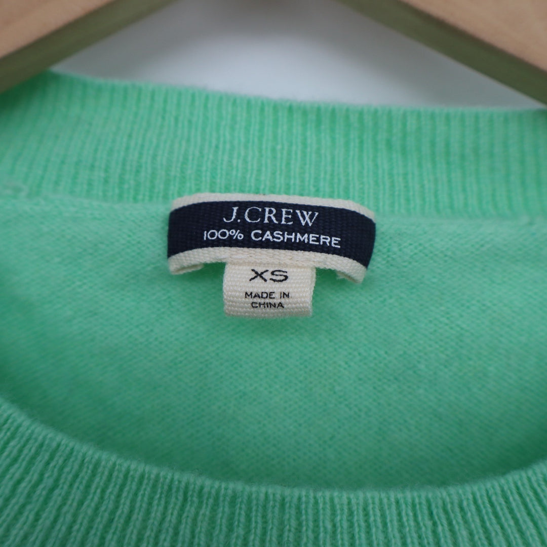 J. Crew Sweater Womens XS Mint Green Tight Knit Cashmere Side Slit Ribbed Winter