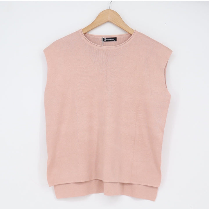 PrettyGarden Tank Top Womens M Pink High-Low Ribbed Knit Muscle Tee NEW