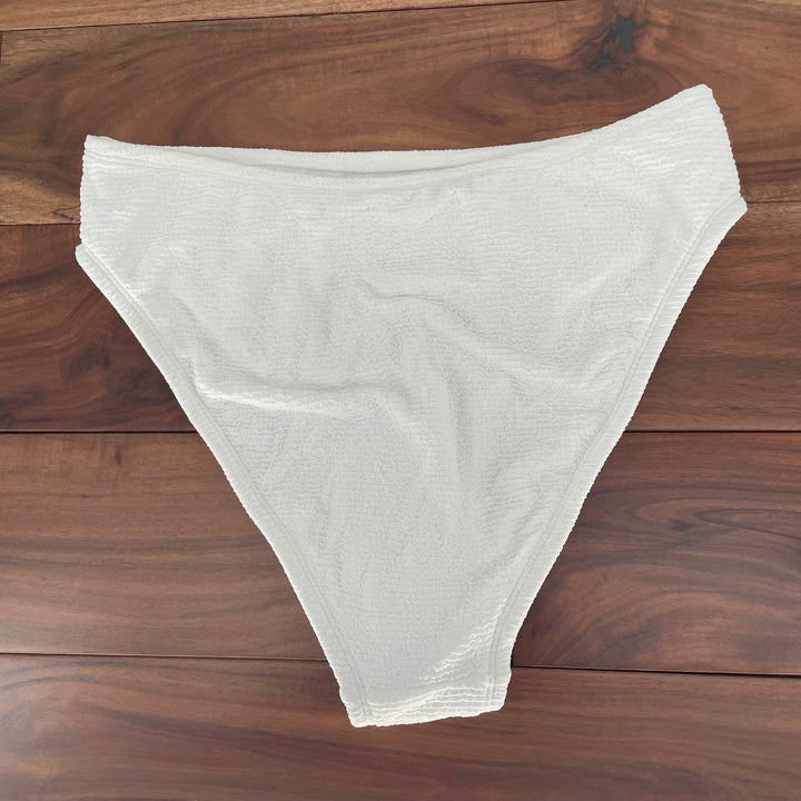 Lulus White Textured High Waisted Bikini Bottoms Swimsuit Beach Resort Size M