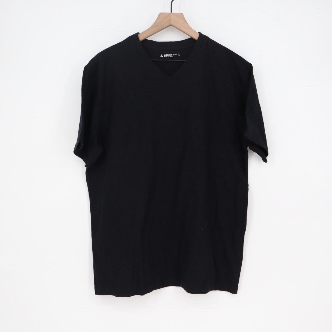American Giant Mens Black V Neck T Shirt Size Large Cotton Made in USA