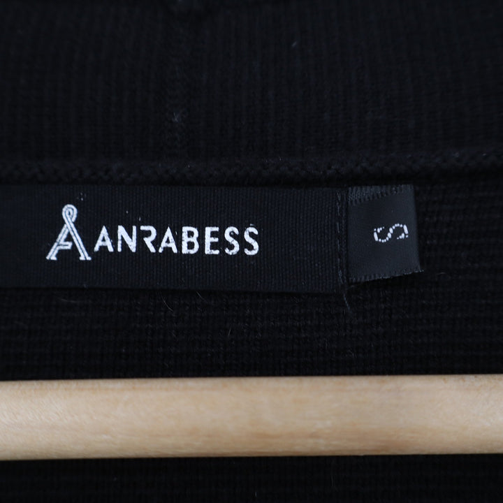 Anrabess Womens Black Open Front Longline Cardigan Sweater Pockets Size S