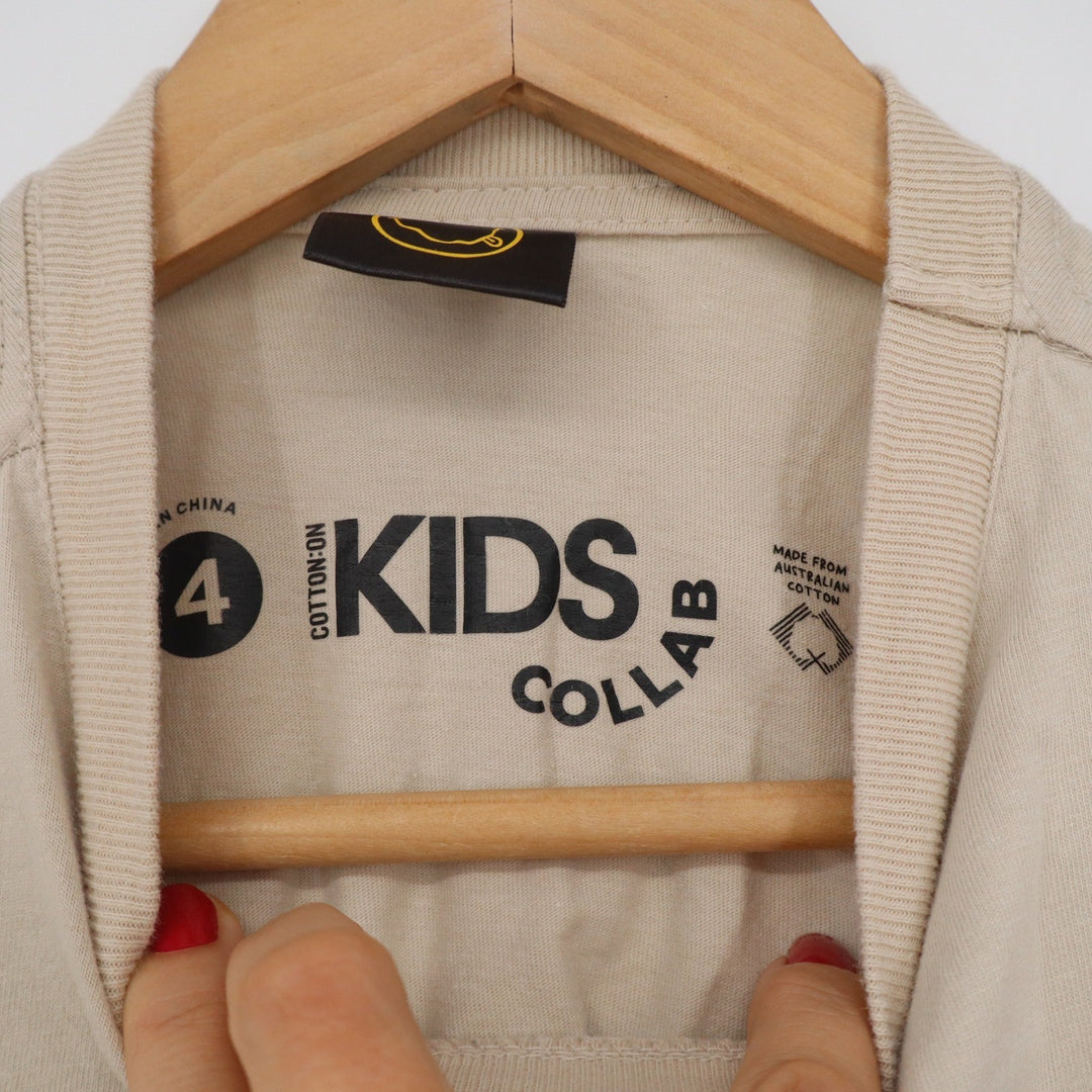 Cotton On Kids Nirvana Smiley Face Graphic T-Shirt Tan Pink Size 4 Band Tee