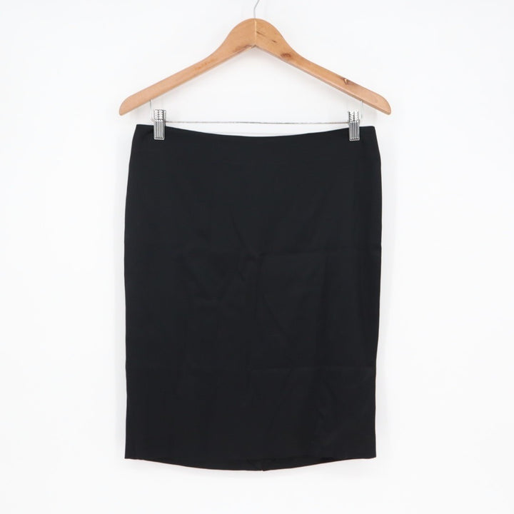 Theory Pencil Skirt Womens 4 Black Stretch Back Zip Knee Length Formal Business