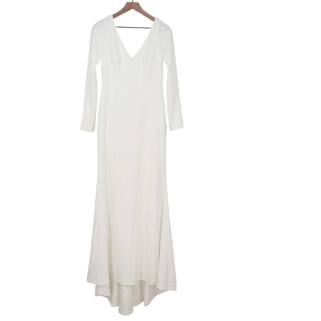 Lulus Make it Outstanding Maxi Dress Womens Large White Long Sleeve Button Back