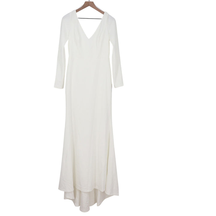Lulus Make it Outstanding Maxi Dress Womens Large White Long Sleeve Button Back