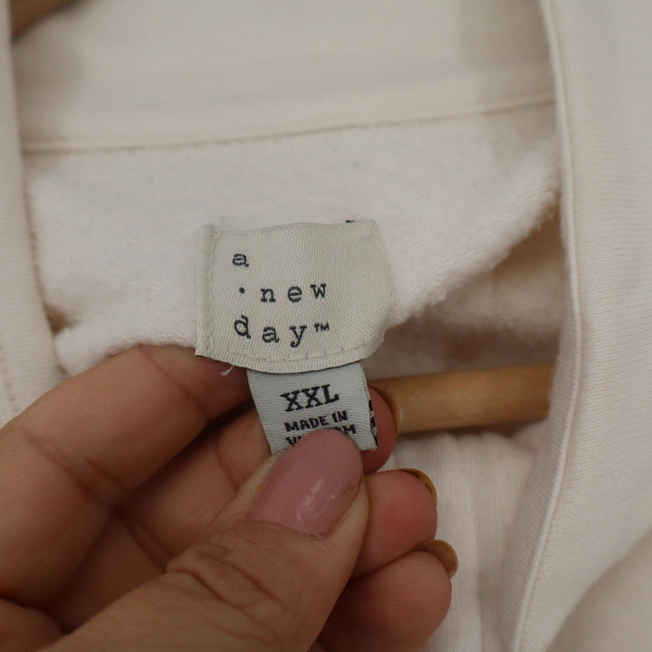 A New Day Cream Mock Neck Quarter Zip Fleece Sweatshirt XXL