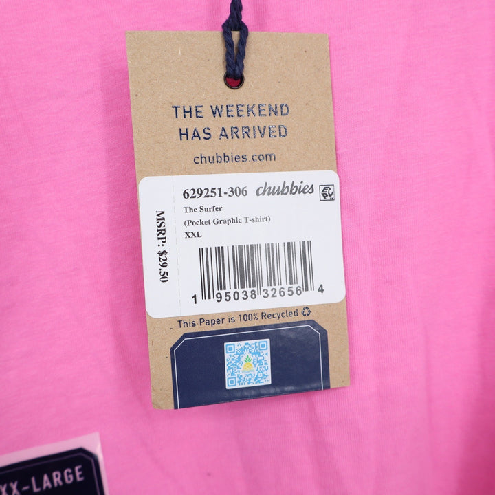 Chubbies Mens The Surfer Pocket Graphic T-Shirt Pink XXL NWT