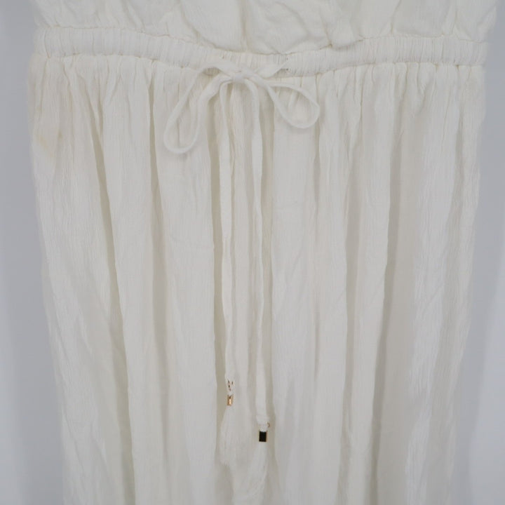 Lulus Santorini Sun Swim Cover-Up Dress Womens XS White Pleated Drawstring Waist