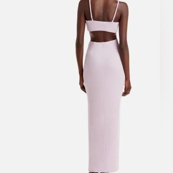 FORE Lilac Cutout Midi Dress, Ribbed Bodycon Dress, Sleeveless XS