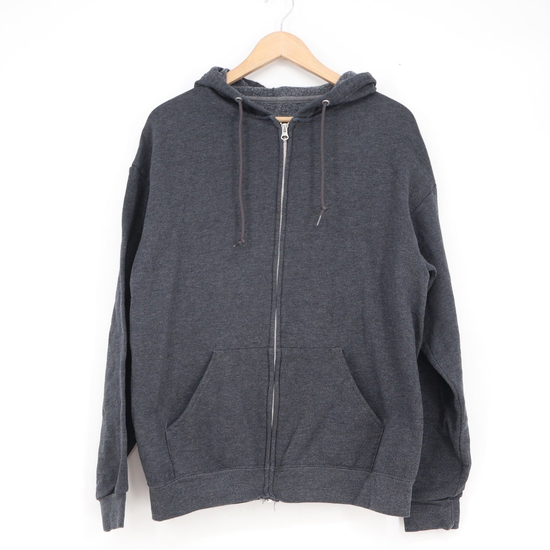 Fruit of the Loom Mens Large Charcoal Gray Heather Full Zip Fleece Hoodie