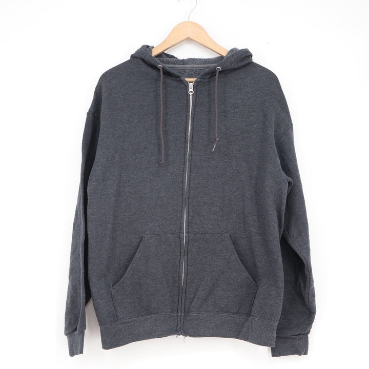 Fruit of the Loom Mens Large Charcoal Gray Heather Full Zip Fleece Hoodie