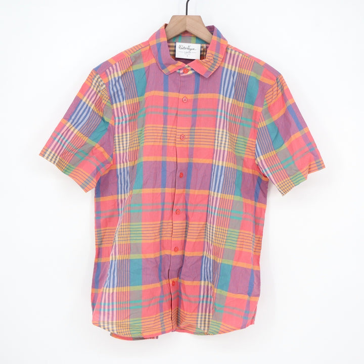 Walter Hagen Clubhouse Mens S Madras Multi Plaid Short Sleeve Button Down Shirt