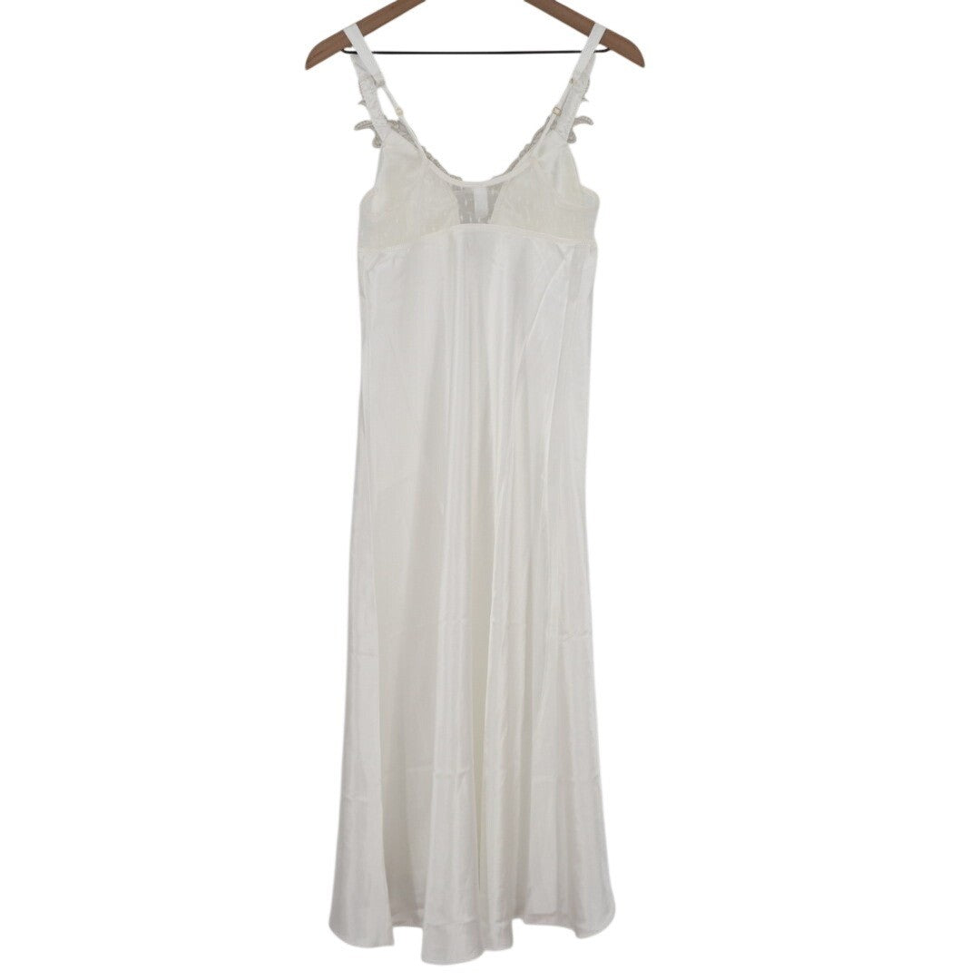 Flora By Flora Nikrooz Lingerie Nightgown Womens Small White Satin Venise Trim