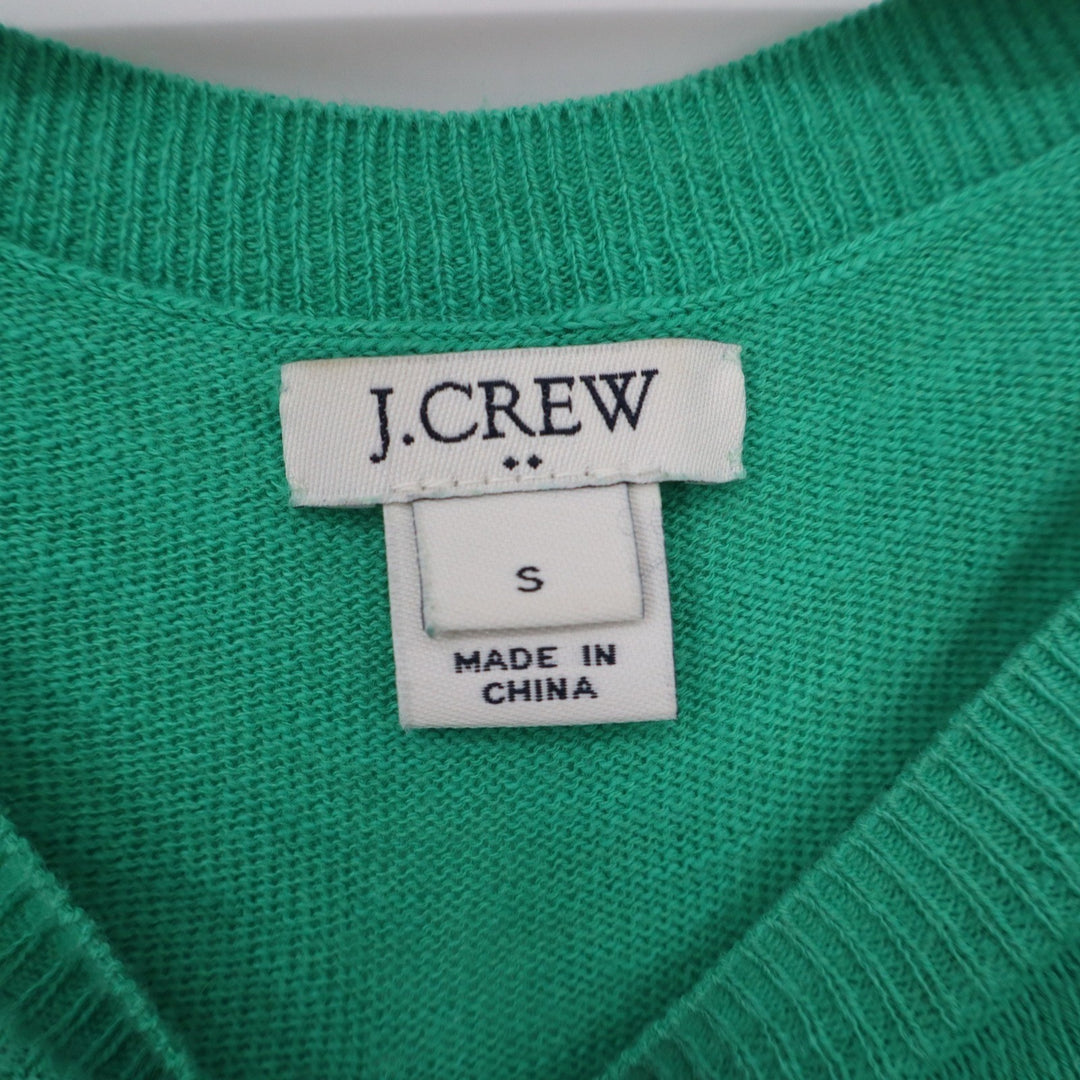 J.Crew Womens Green Short Sleeve Scoop Neck Cotton Blend Sweater Size S