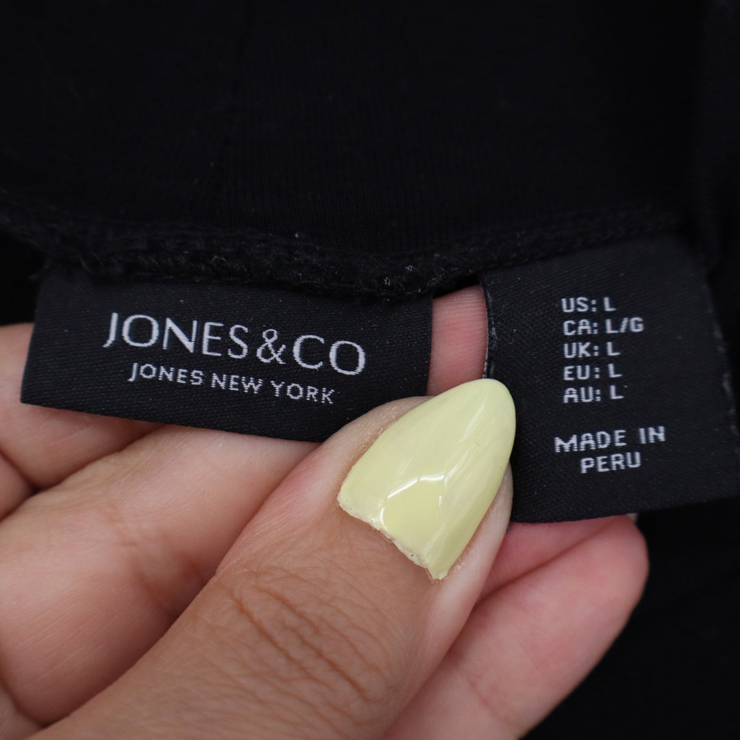 Jones New York Women's Black Mock Neck Long Sleeve Modal Blend Top Size L
