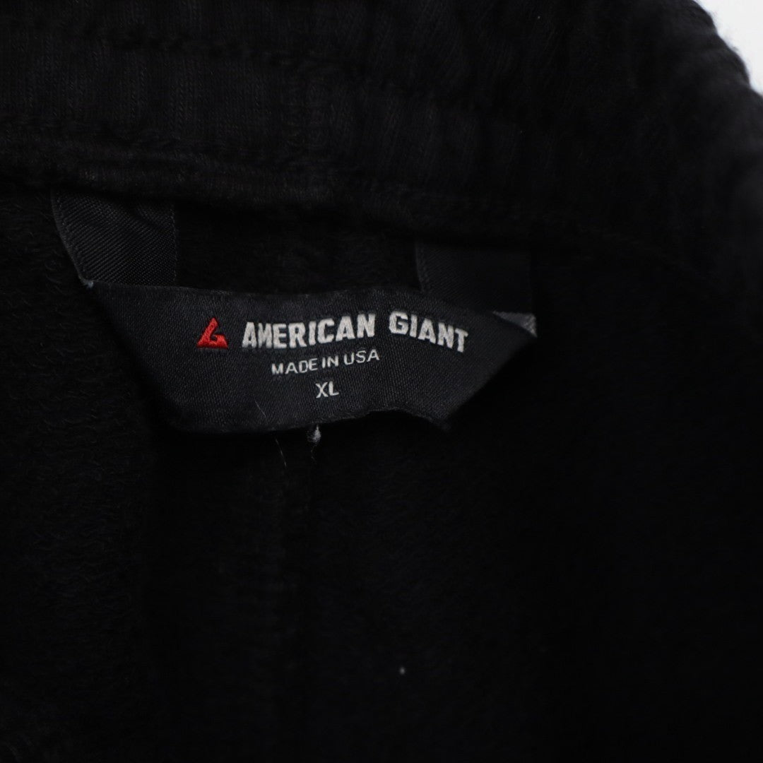 American Giant Sweat Shorts Mens XL Black Cotton Drawstring Waist Slash Pockets
