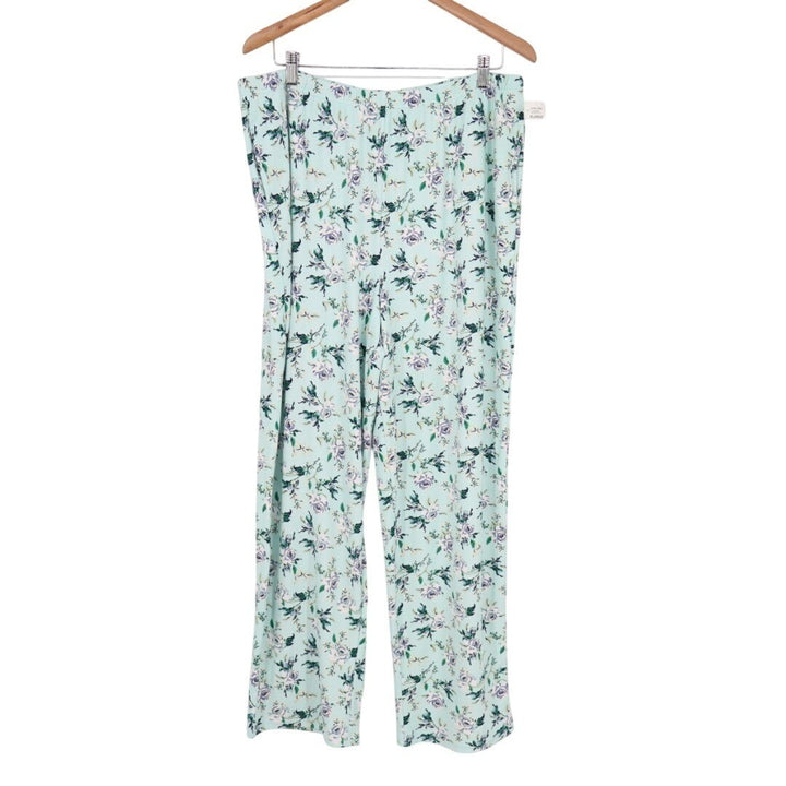 Charter Club Intimates 2-PC Pajamas Set Womens XL Blue Floral Stretch Straight