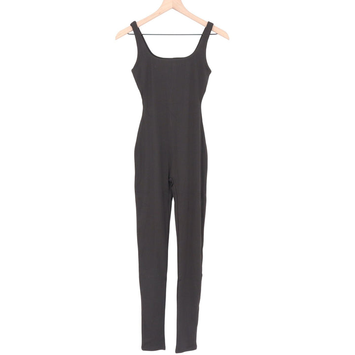 Naked Wardrobe Black Ribbed Scoop Neck Sleeveless Jumpsuit Small