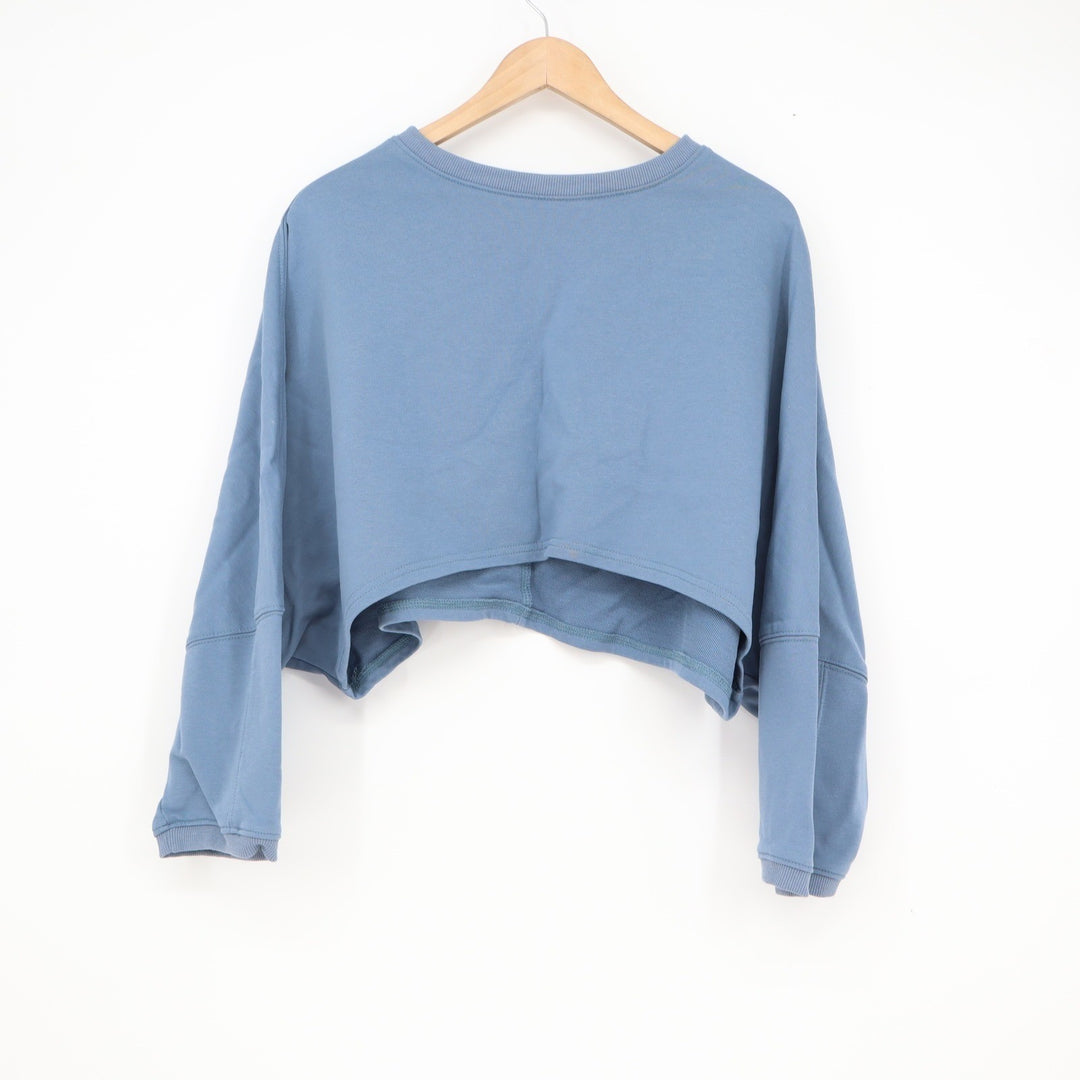 Unbranded Dusty Blue Cropped Boxy Crewneck Sweatshirt Long Sleeve Small